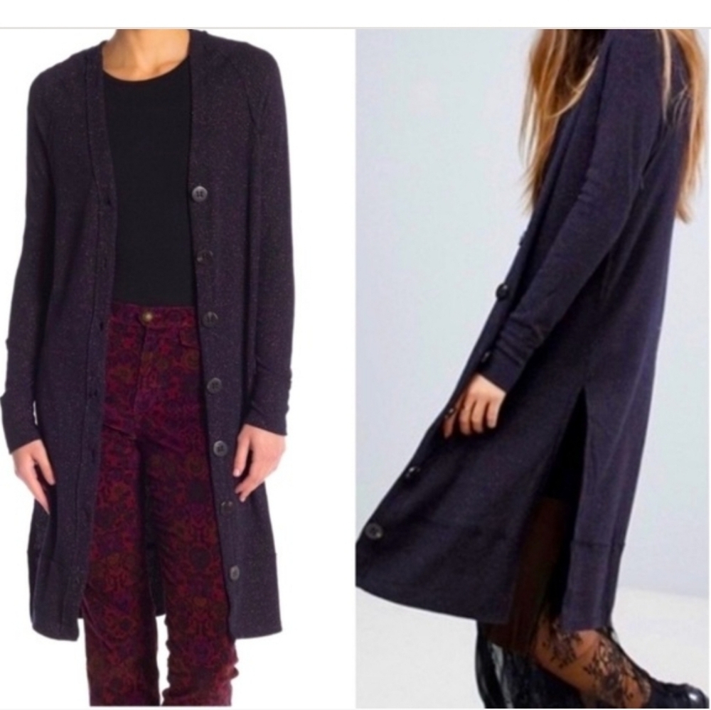 Free People Purple Sparkly Duster Cardigan